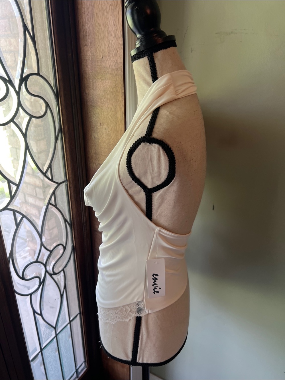 Cream Draped Halter Cowl Neck Top - Picture 4 of 8